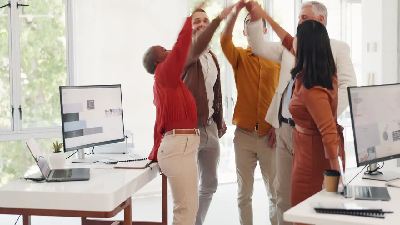 Business people hands or celebration in team