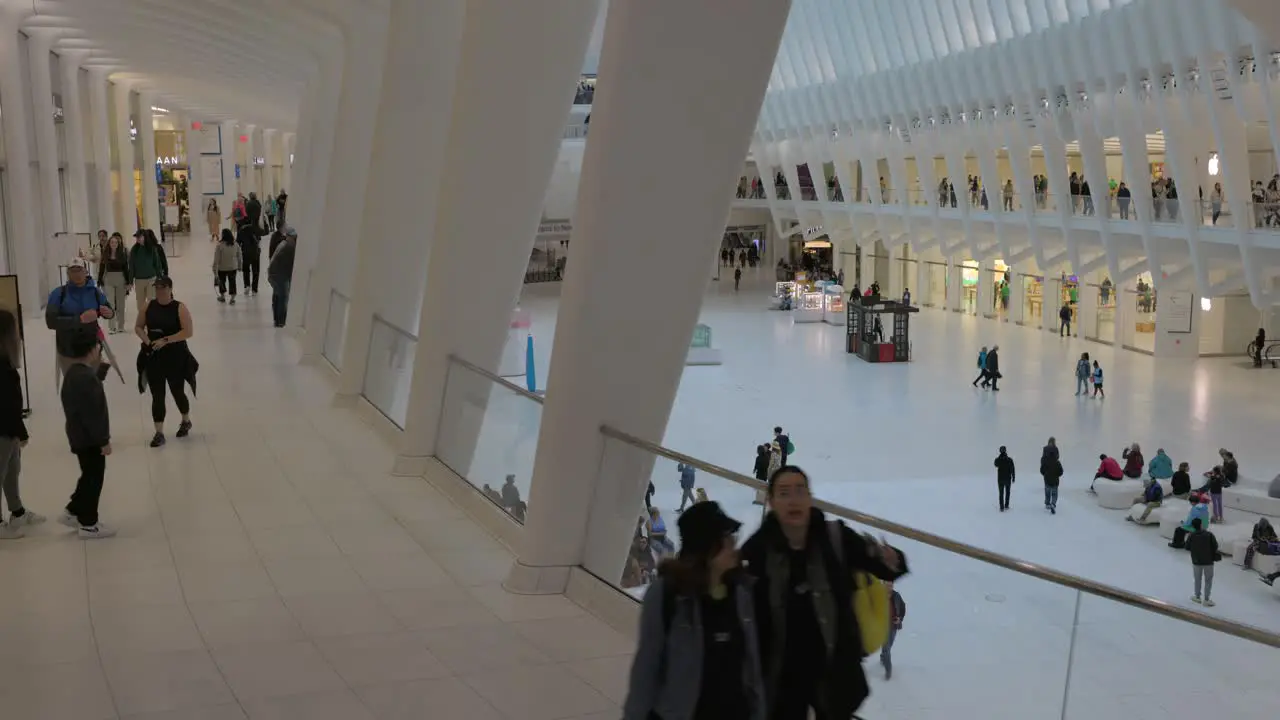 Crowded Westfield Oculus World Trade Center Mall of Manhattan in New York