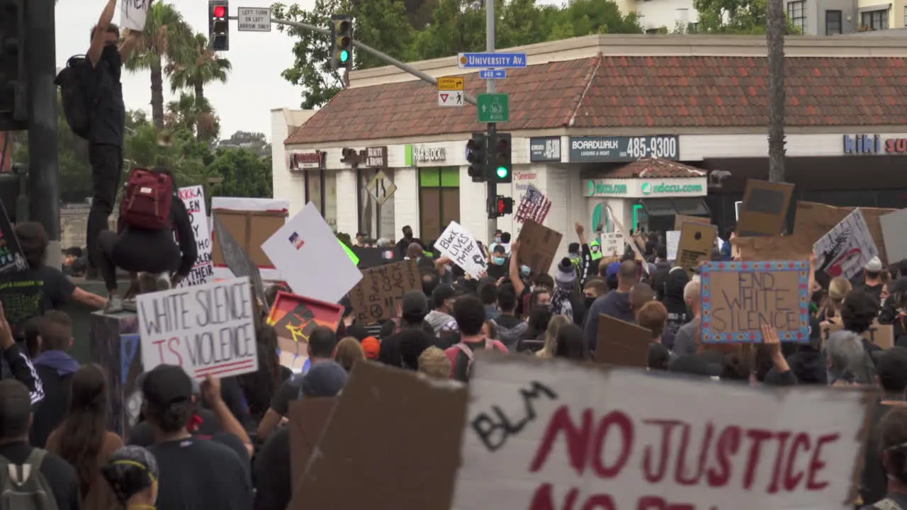 Inside the protest perspective of large crowd gathering in demonstration against police brutality