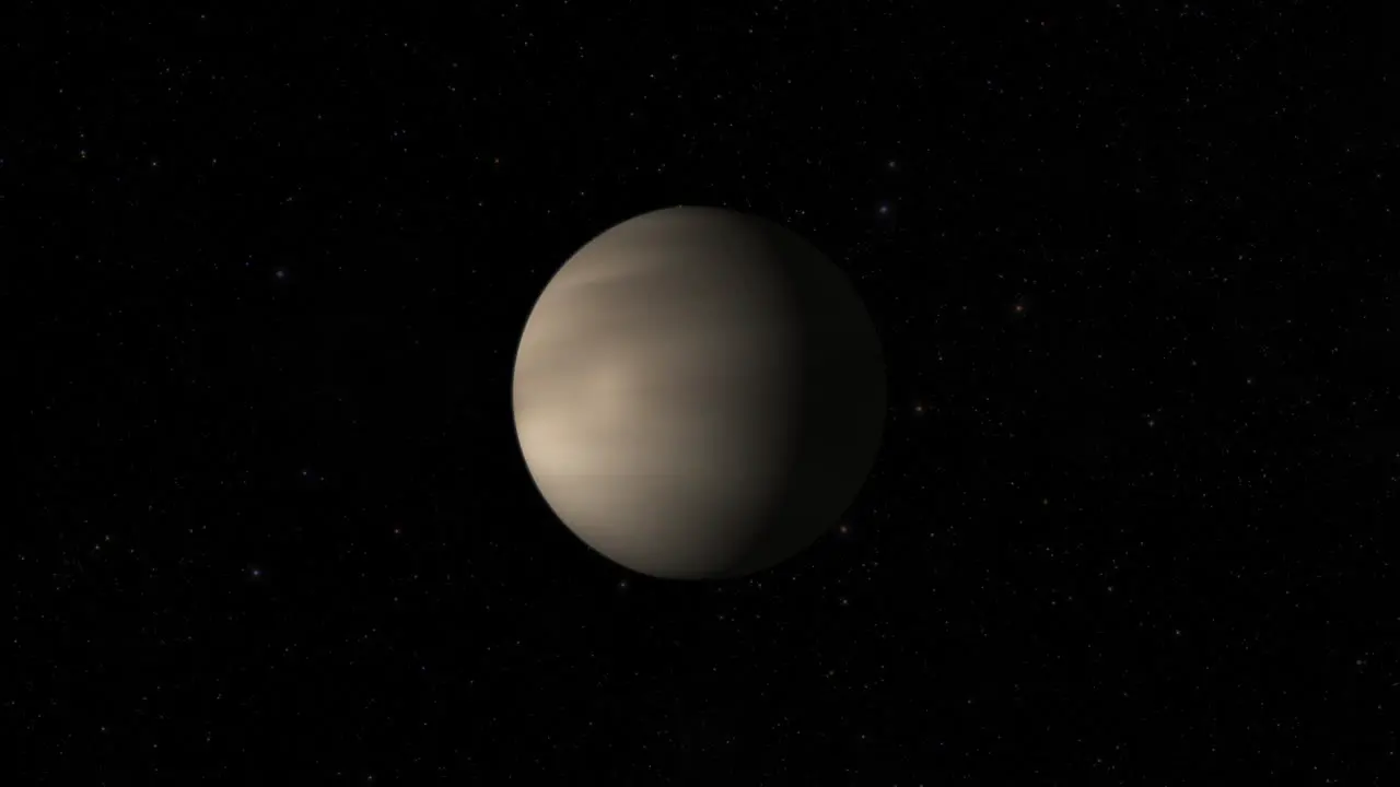 CGI composite planet Venus rotating center-wide shot half lit with a starry background