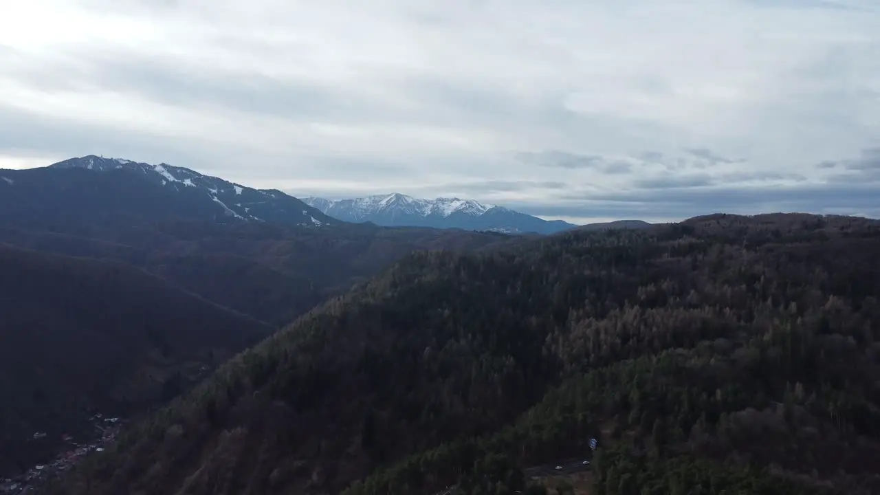 Beautiful mountains full of pine and arbutus trees and snow in winter