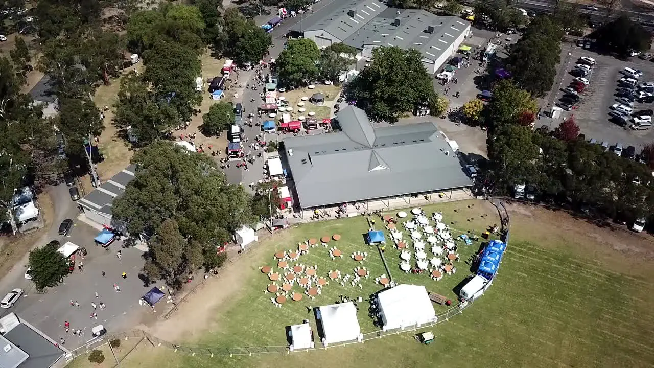 Aerial view of a festival in the outer suburbs of Melbourne Victoria Australia