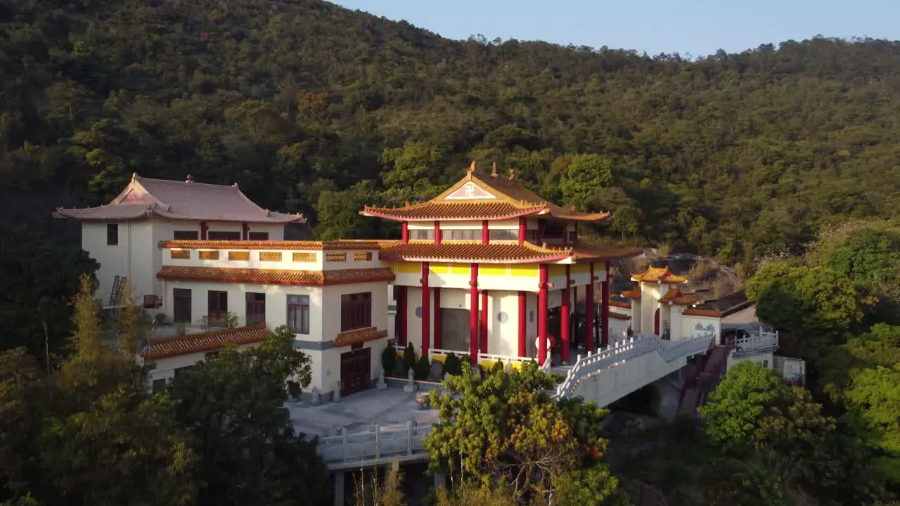 Drone Reveal of a Temple in Hong Kong