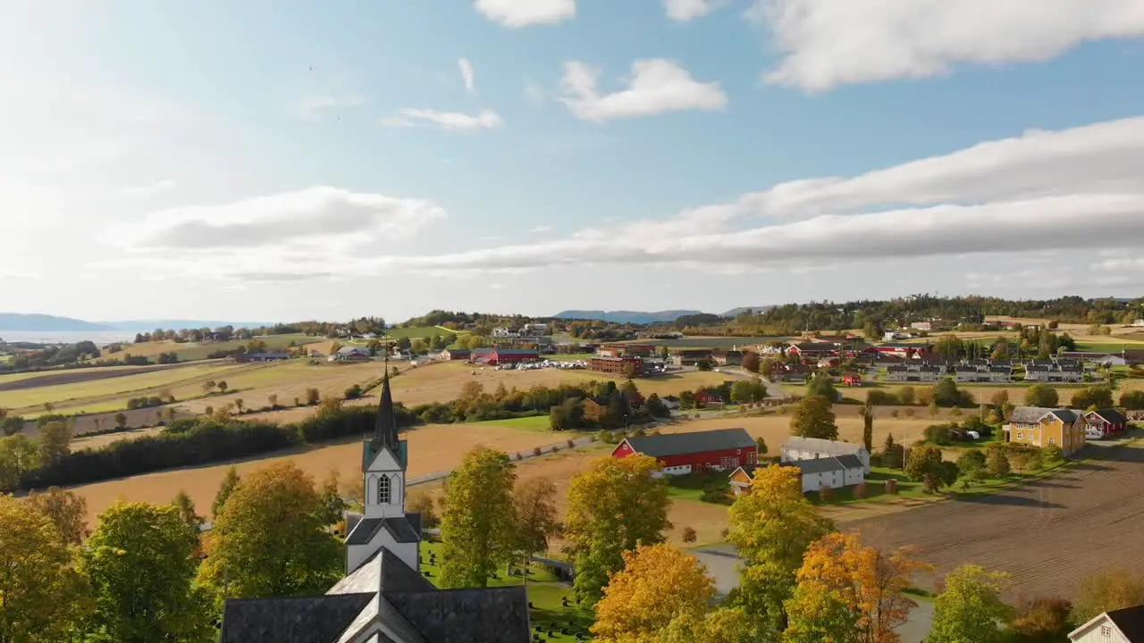 Aerial of church in Frosta