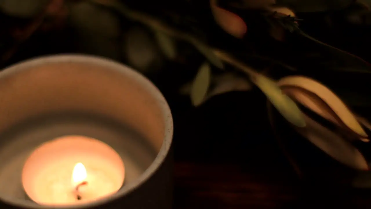 Candle on table