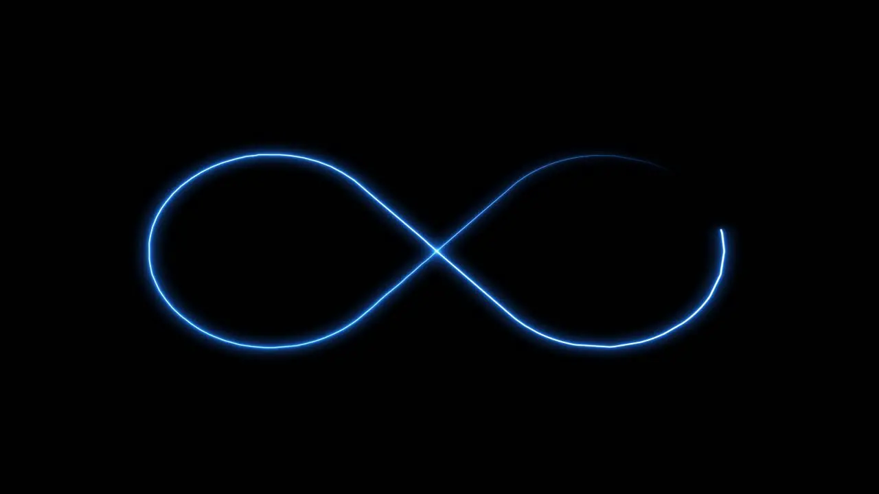 Blue neon infinity symbol animation