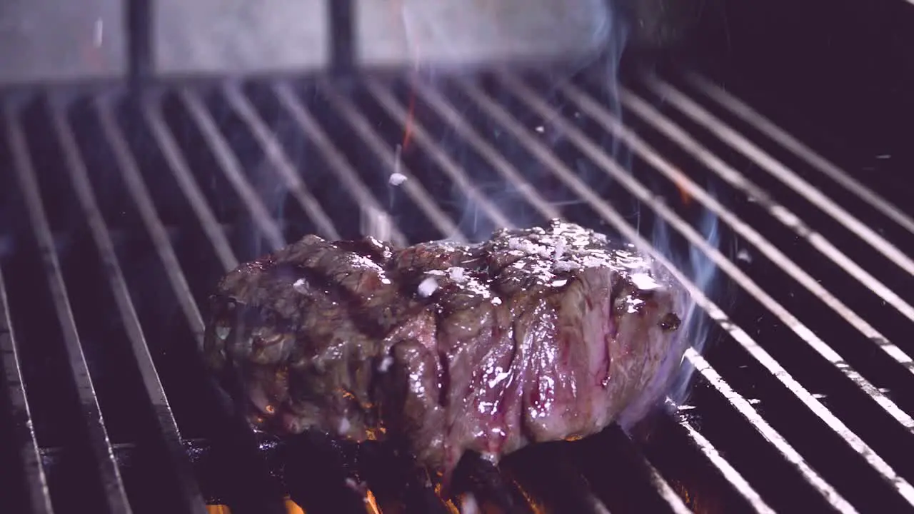 Meat steak on hot grill