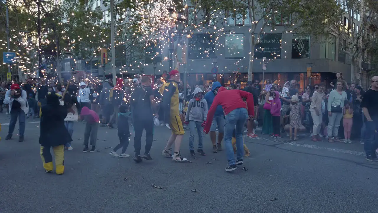 Correfoc a Traditional firework celebration in Barcelona Catalonia