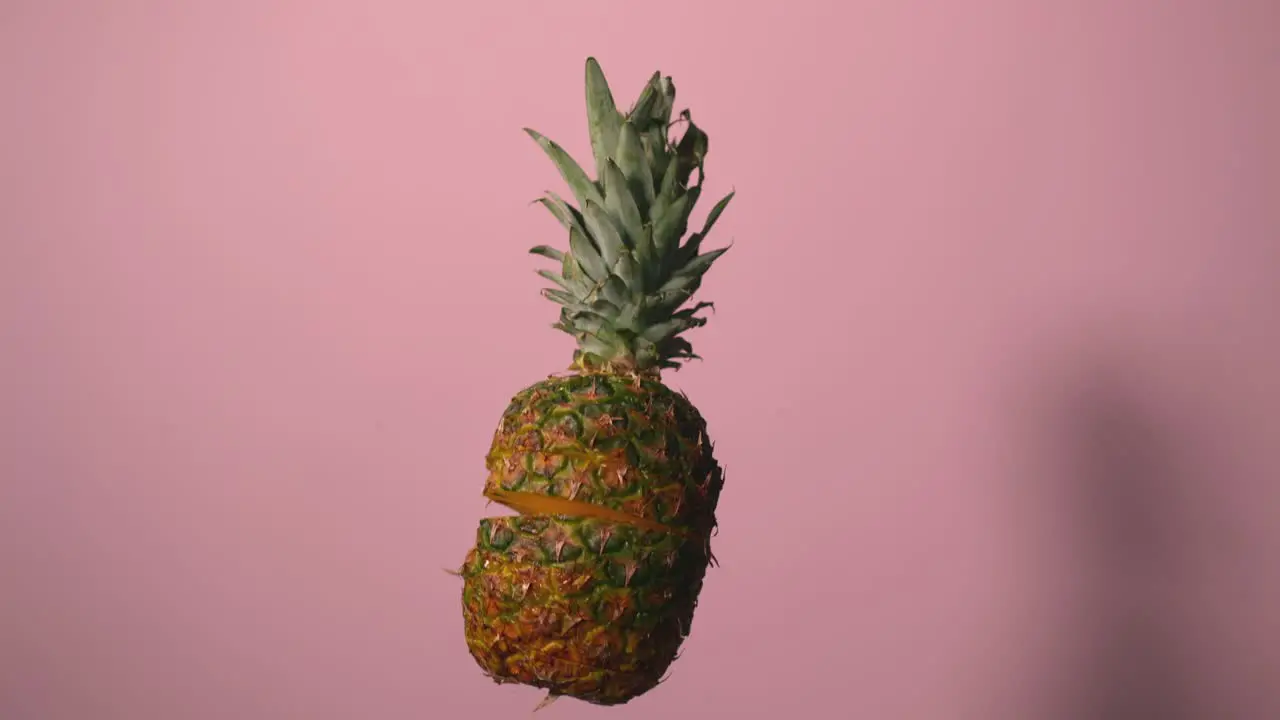 The Pineapple Is Sliced in half