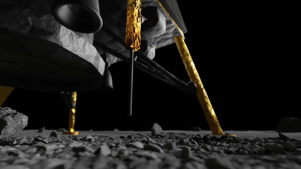 3D animation showing the Chandrayaan space problem drilling into the Moon