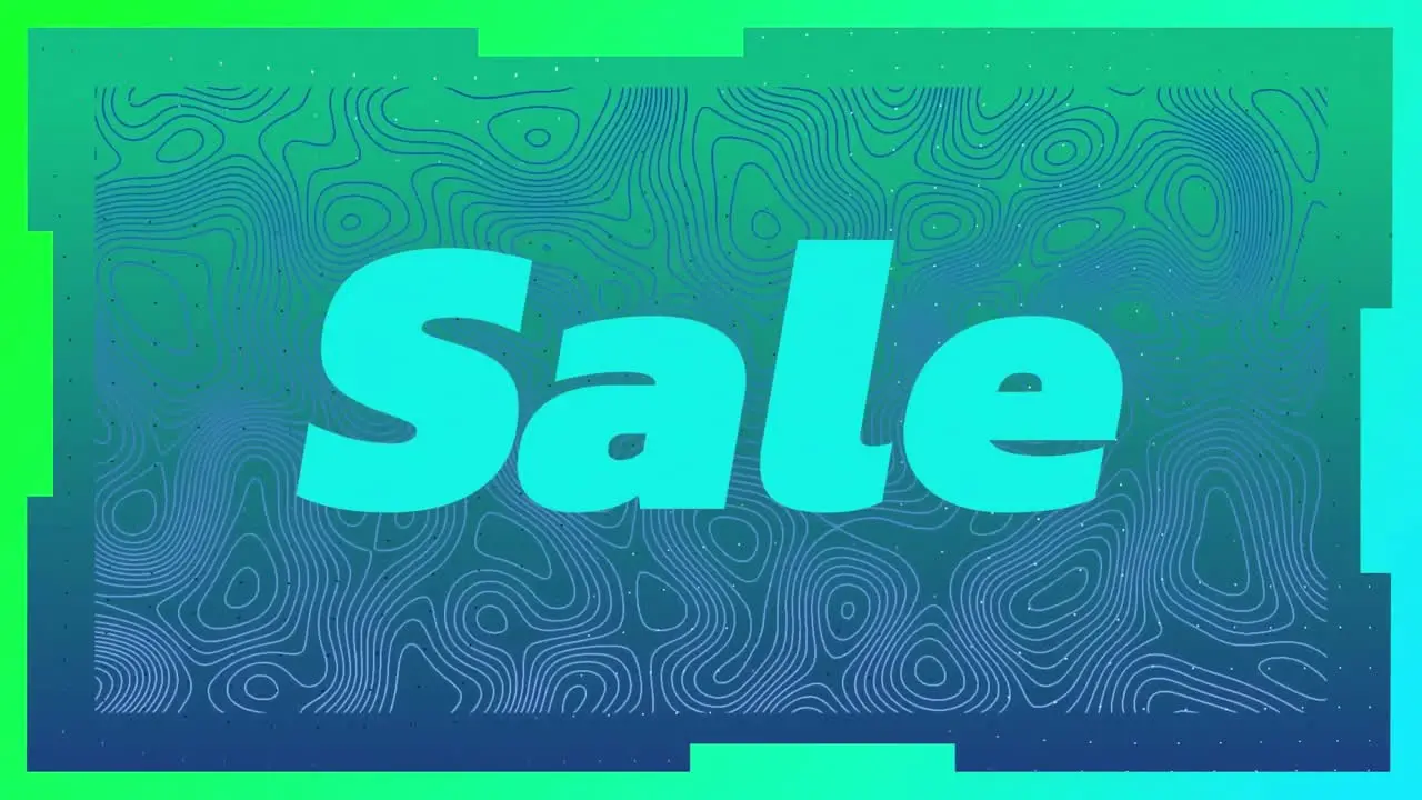 Animation of sale text over neon glowing background