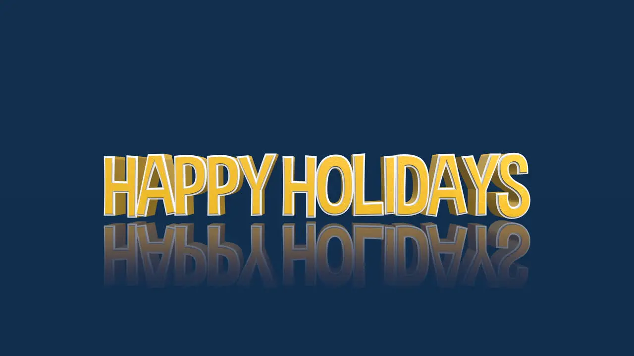 Sparkling reflection Happy Holidays in yellow on blue background