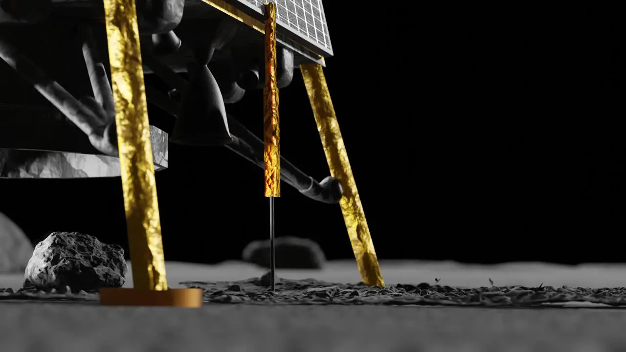 3D animation showing Chandrayaan's drill in the Lunar surface