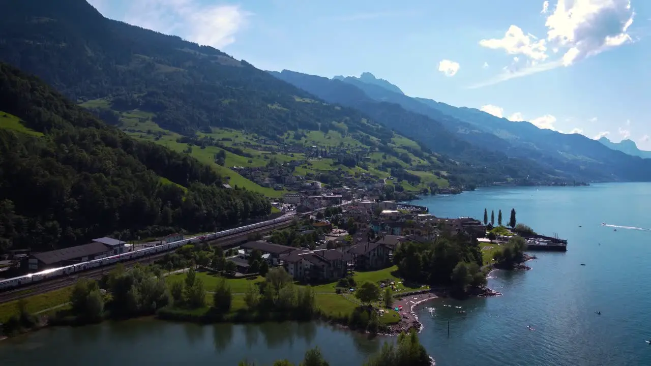 Lake Walensee in eastern Switzerland links the two cantons of St