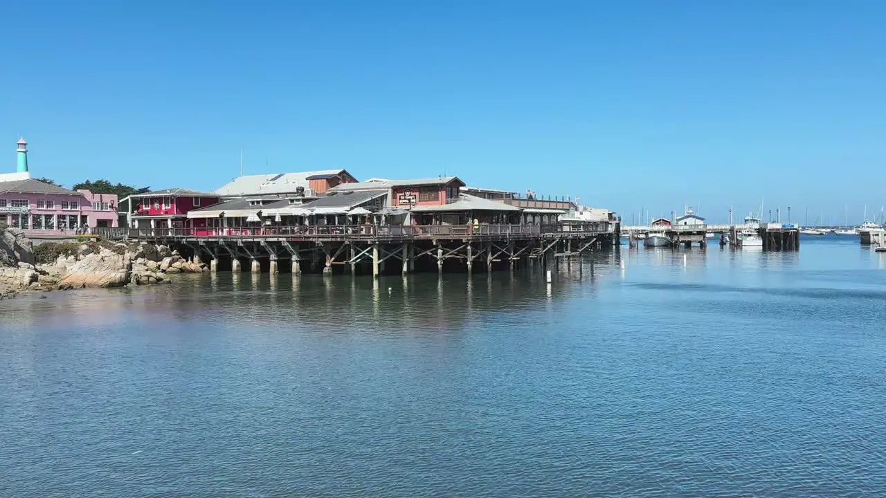 Monterey traditional wooden Fisherman's Wharf panorama and marina