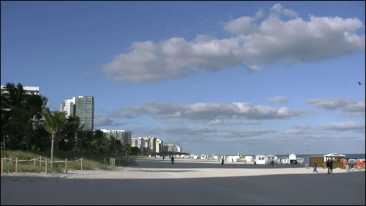 Florida Miami Beach Looking Down The Sandy Beach 4k