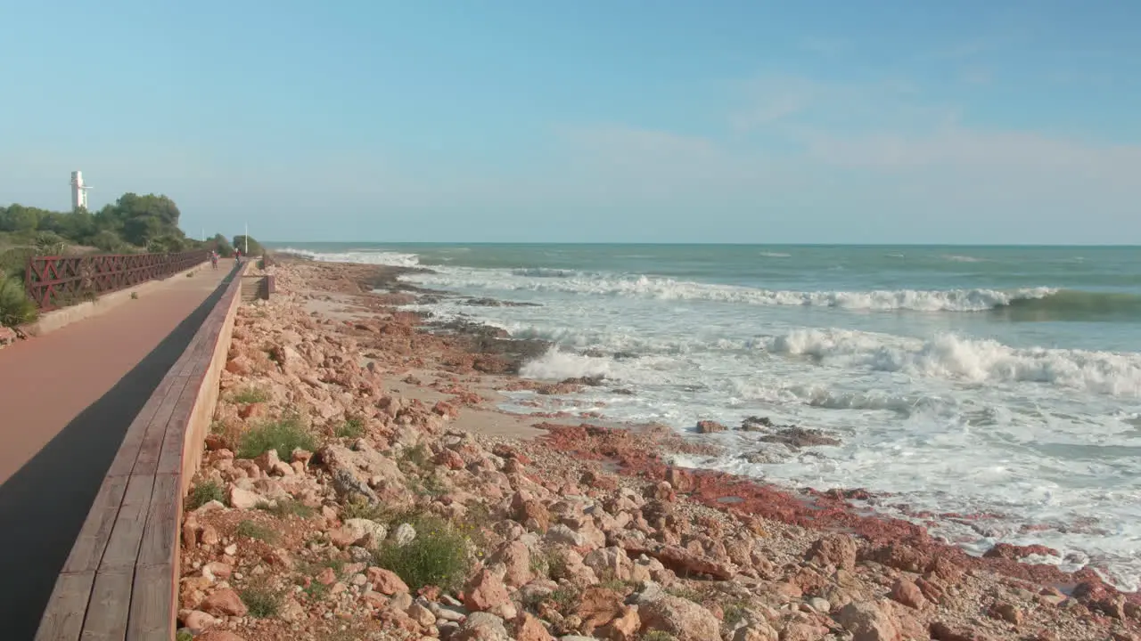 Alcossebre lighthouse promenade or boardwalk on the mediterranean coast