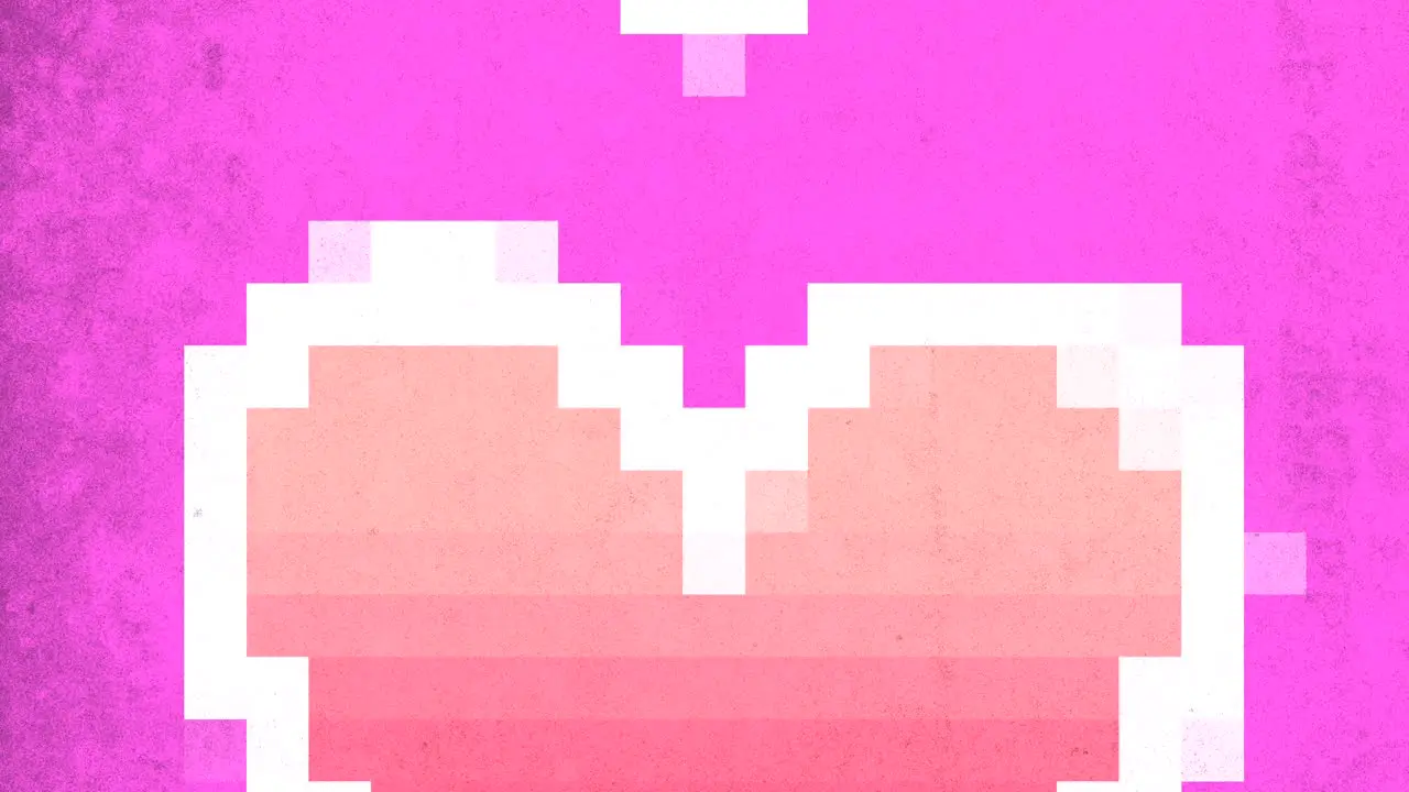 Pixelated heart on pink background a colorful symbol of love