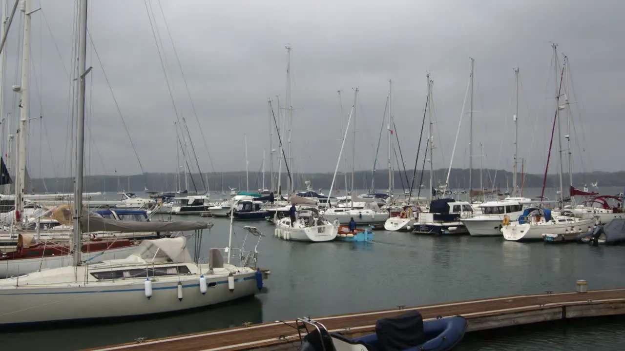 Wide shot Of Boats Yachts Moored Up On The Floating Harbour At Mylor Yacht Churchtown