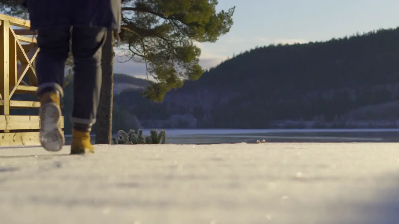 Man walking on the snow