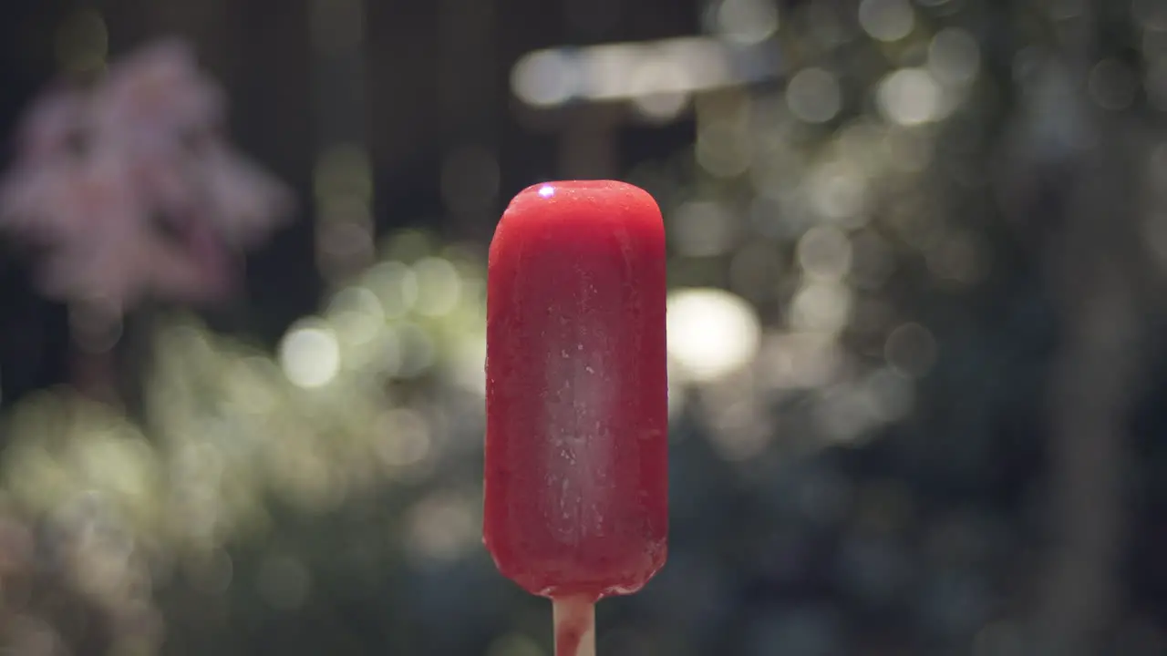 Time lapse closeup of an ice pop melting in reverse