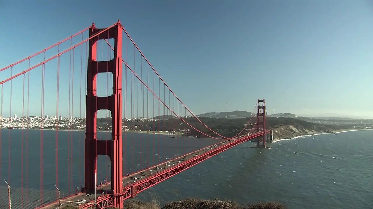 Rare panorama shot of Golden Gate Bridge under best weather conditions without timeleapse in normal speed California USA