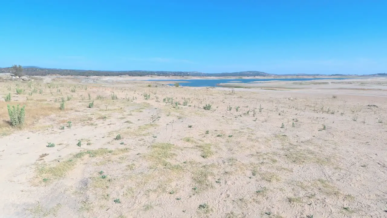 Folsom Lake Drought Low Fast Aerial Fly Over 2021