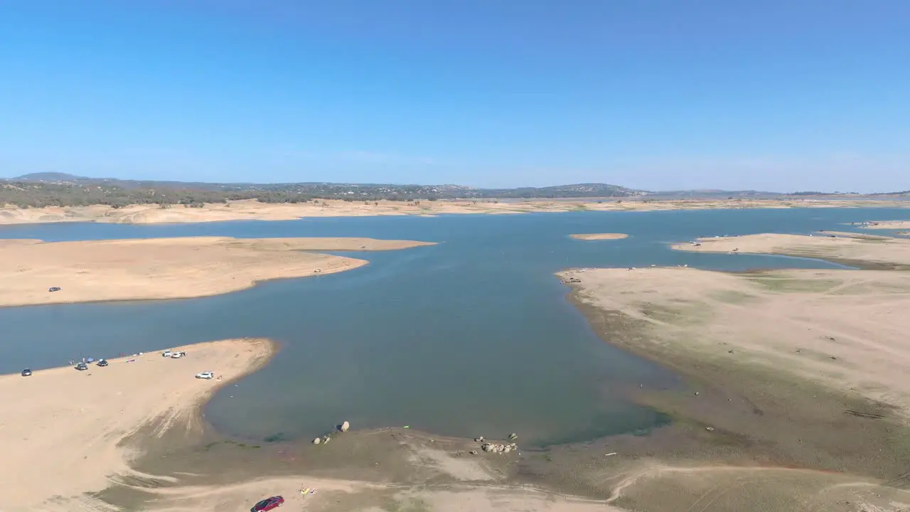 Folsom Lake Drought Aerial Ascent Drone 2021