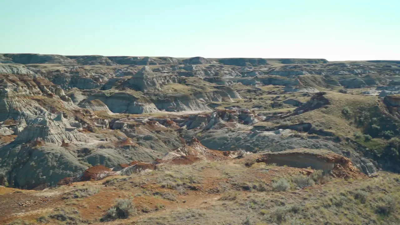 Bandlands in a desert in Alberta Canada during midday