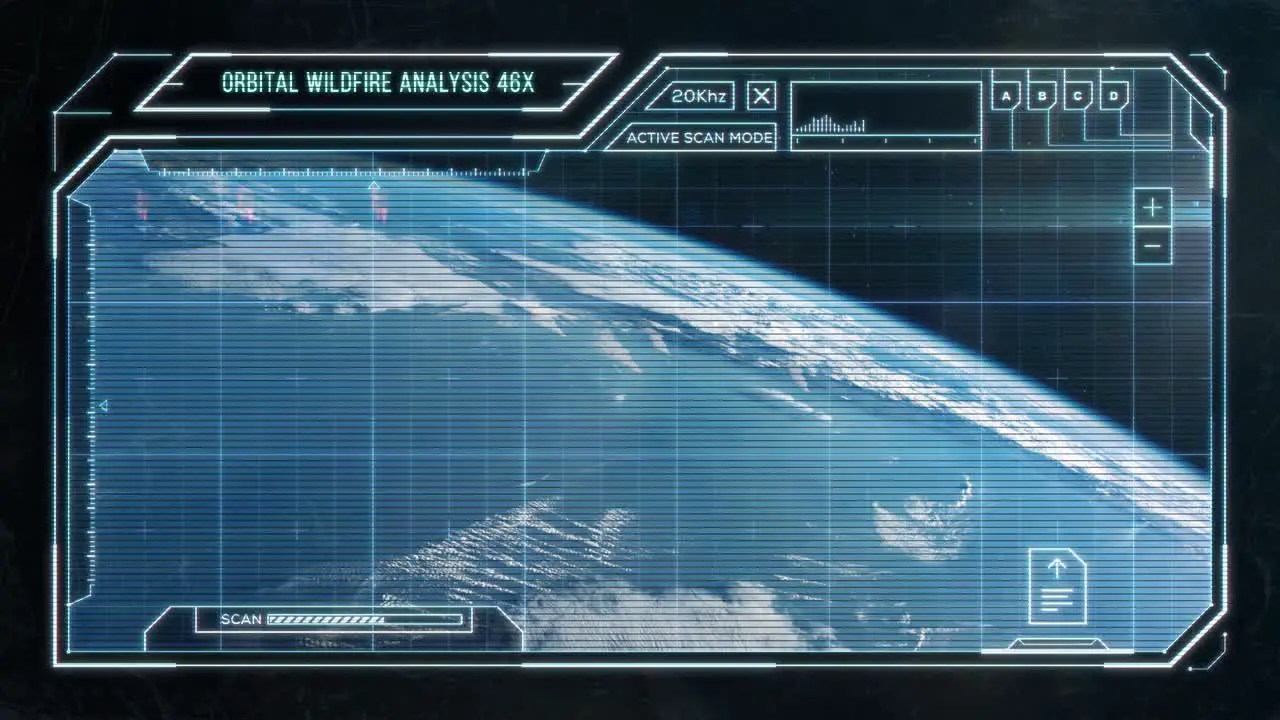 Wildfires and Smoke Seen From Space Futuristic Computer HUD