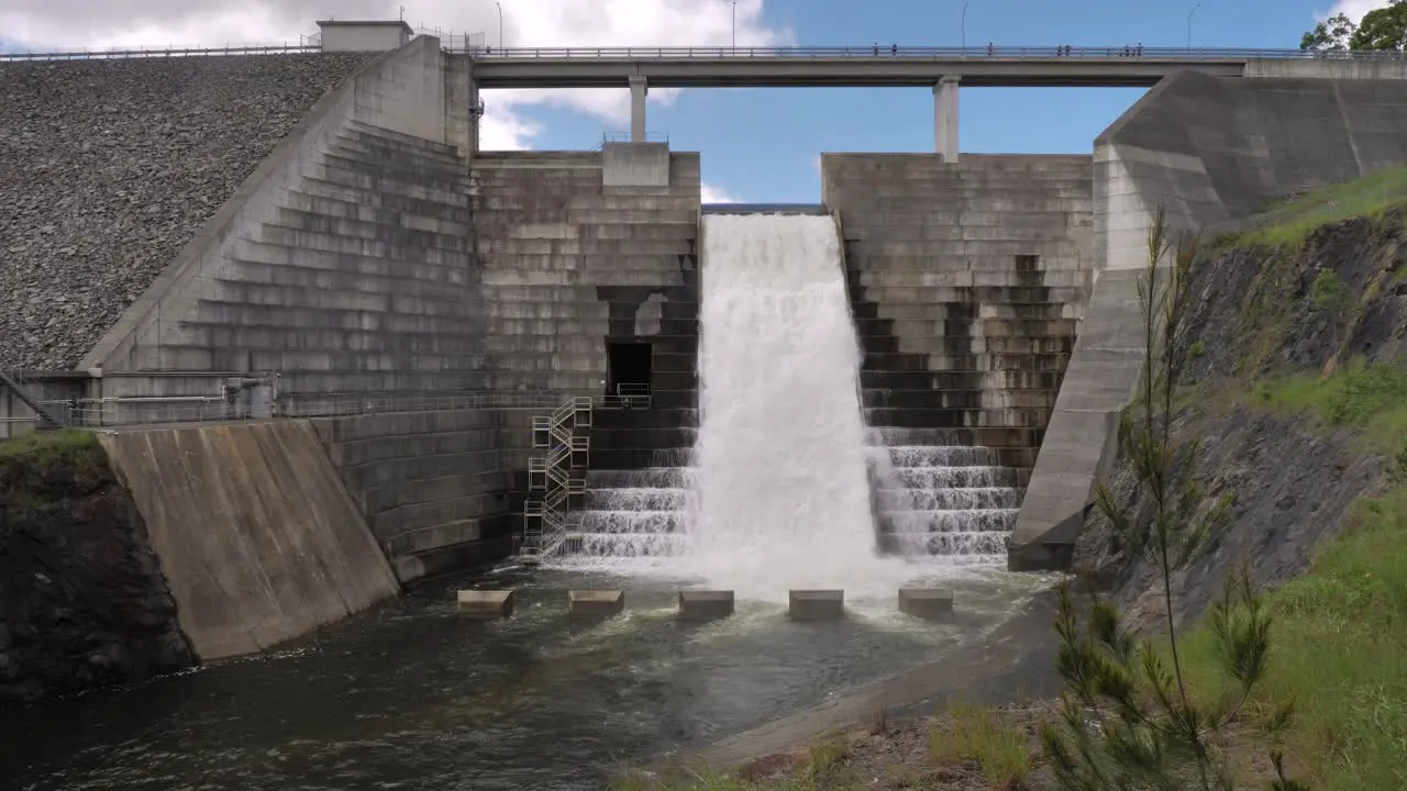 Gold Coast Queensland Australia 01 21 2024 View of the overflow of the Hinze Dam due to excess rain in the Hinterland