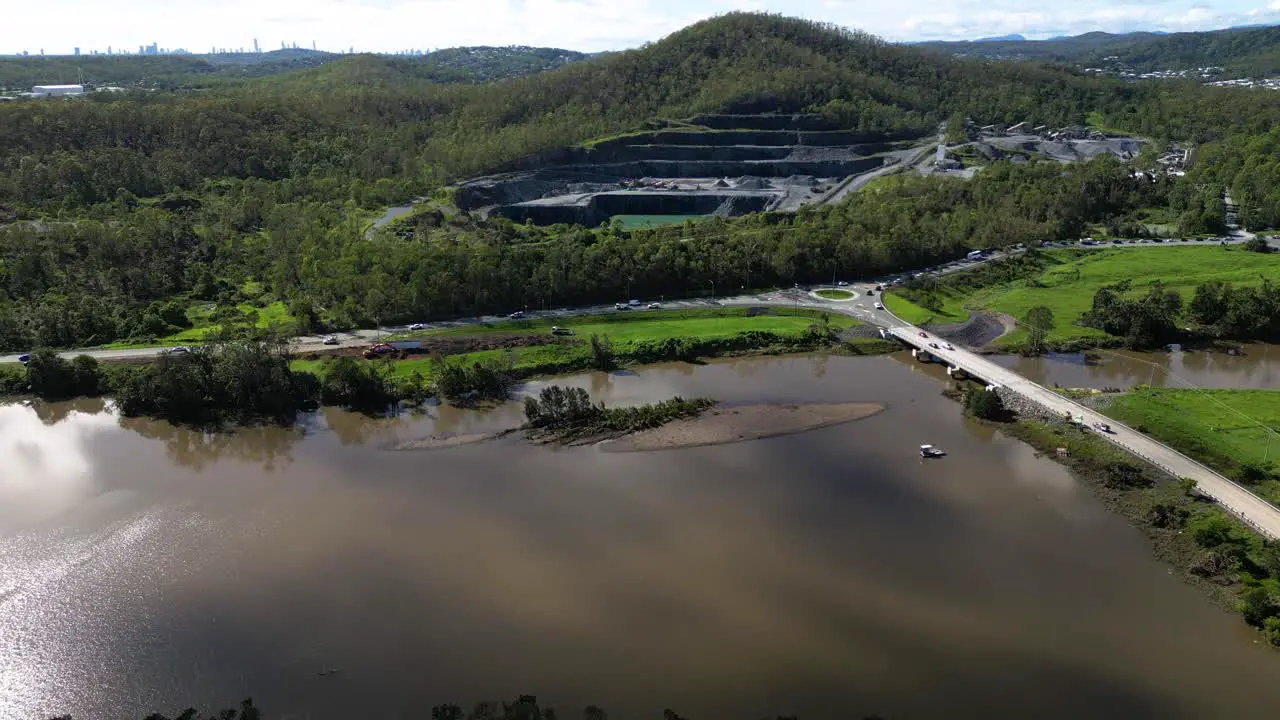 Oxenford Gold Coast 4 January 2024 Aerial views of the Coomera River approaching the Oxenford Quarry