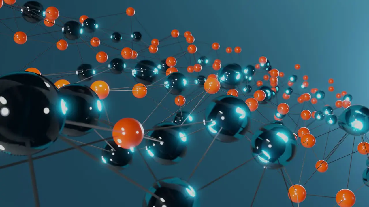 Molecule structure 3D animation with defocus effect