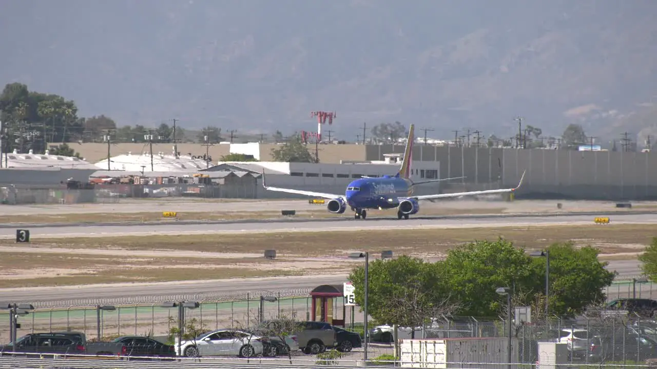 Southwest Airlines plane lifting off from runway