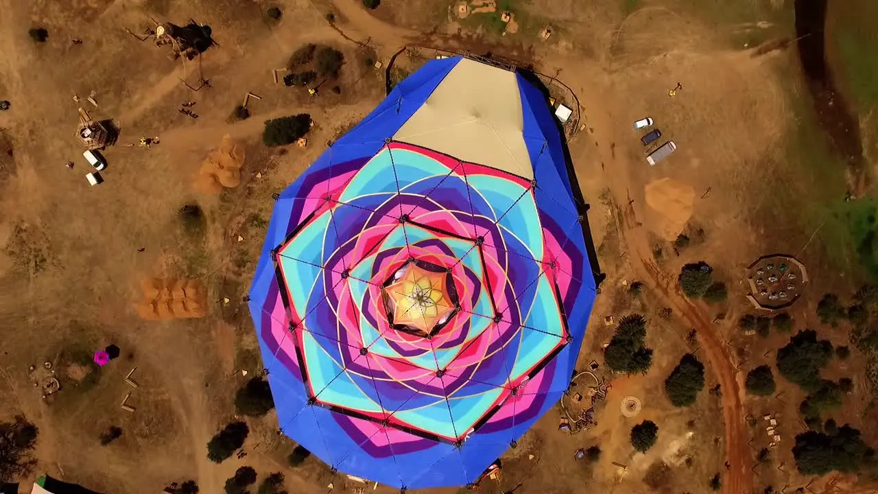 drone footage at boom festival Dance temple