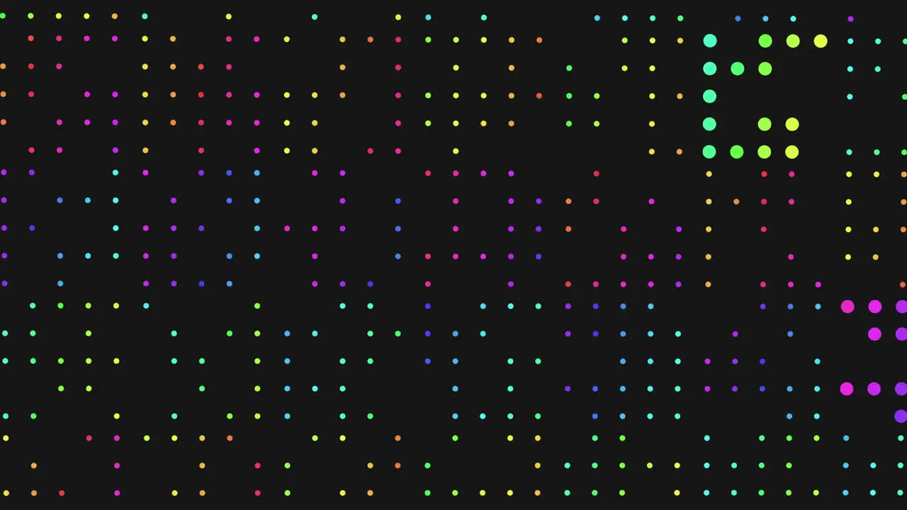 Dynamic colorful dots in circular motion on black background