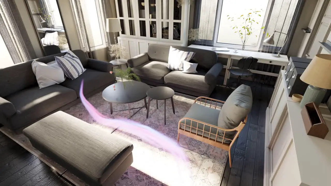 Cosy Living Room and Home Decor 3D Motion Graphics Illustration of Modern Elegant Interior Design