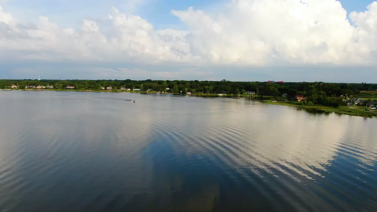 Flying over a Central Florida Lake on a Beautiful Spring Evening