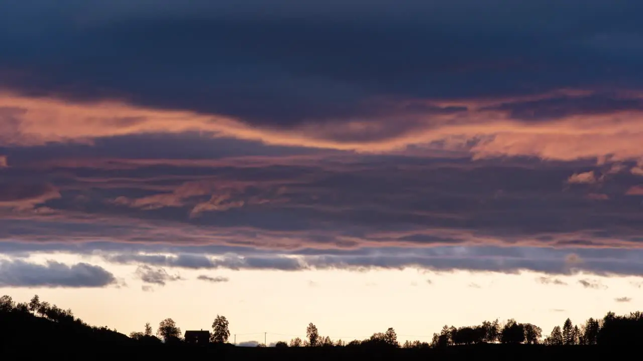 Dark purple sunset with stormy clouds looming above