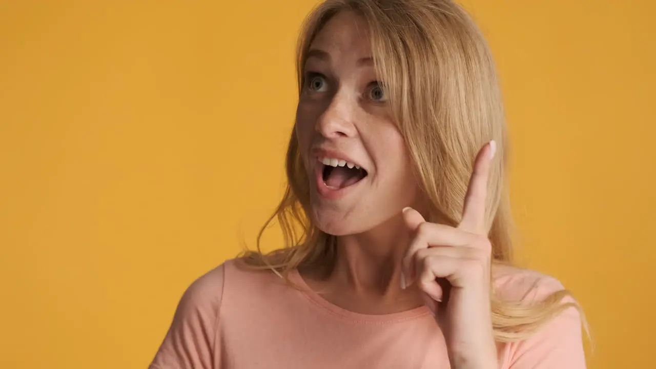 Caucasian woman thinking and having new idea on camera