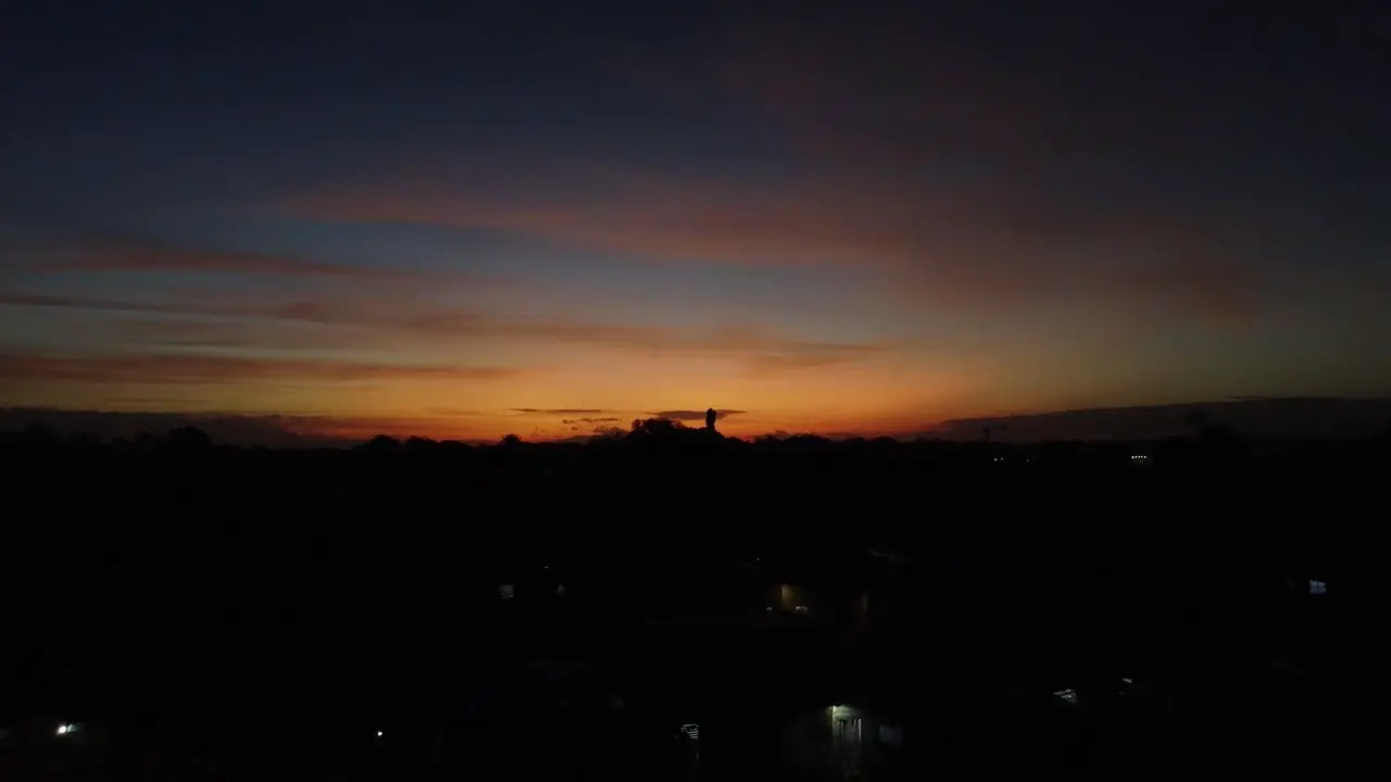 Aerial footage of sunset with last sliver of sunlight shot on DJI Mini 2