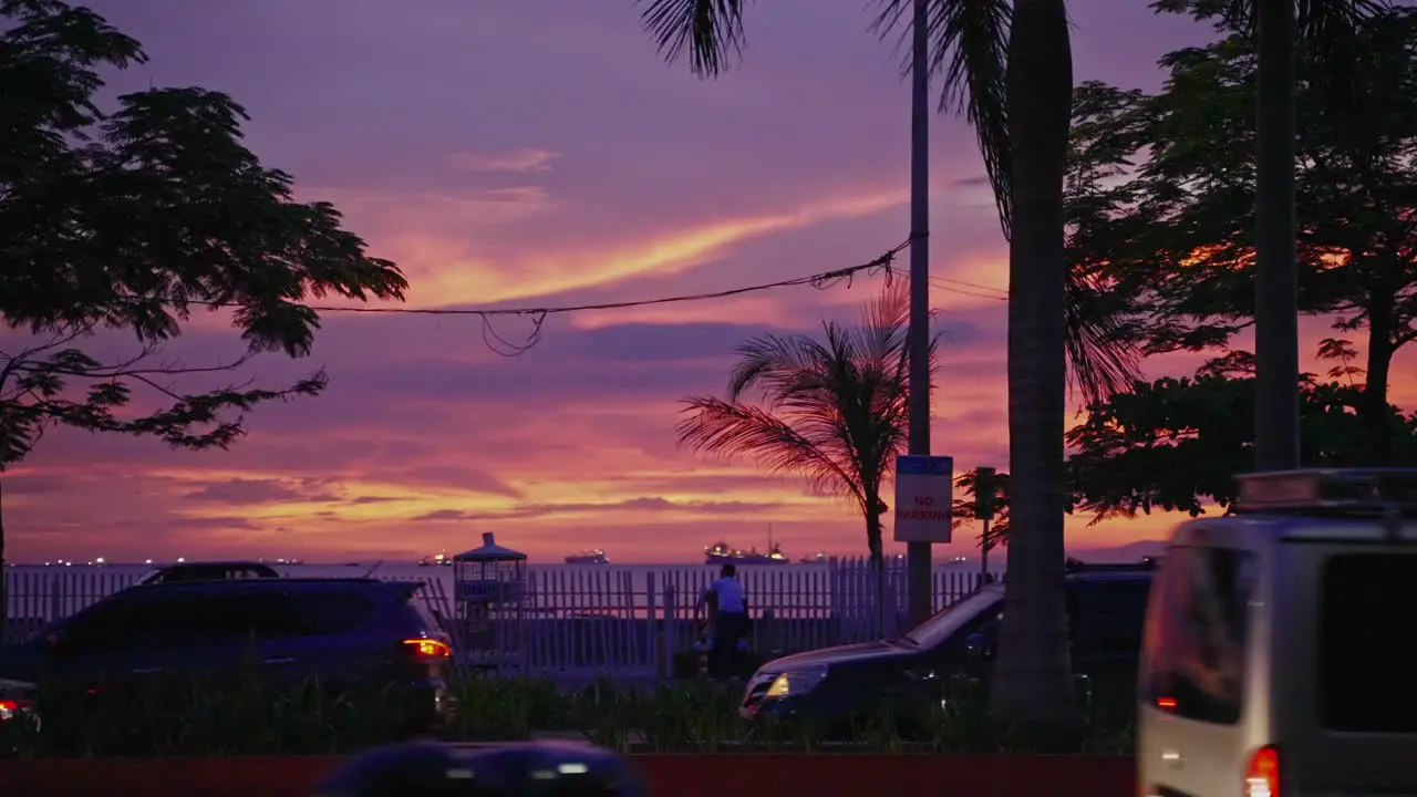 Manila Bay Sunset with Purple Sky in Metro Manila Philippines