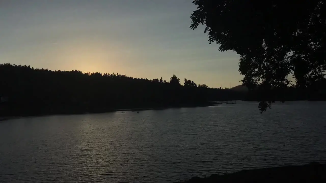 4k Timelapse of a river or lake in the Pacific Northwest at sunset in summer