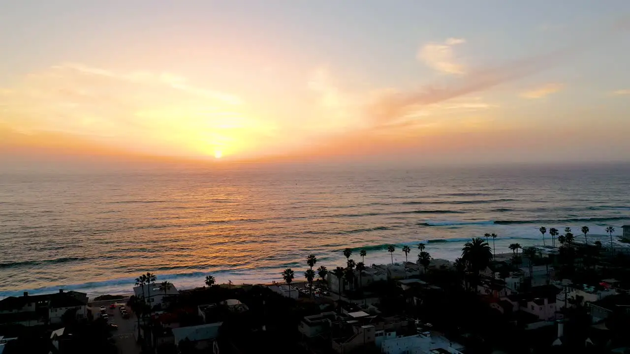 Sunset aerial at southern California coastal area