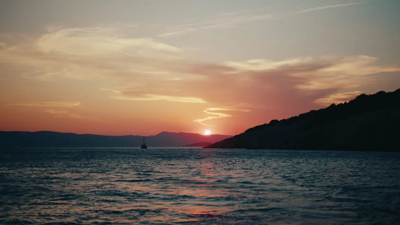 Beautiful Sunset From A Boat On Croatian Island Krk 4K Slow Motion