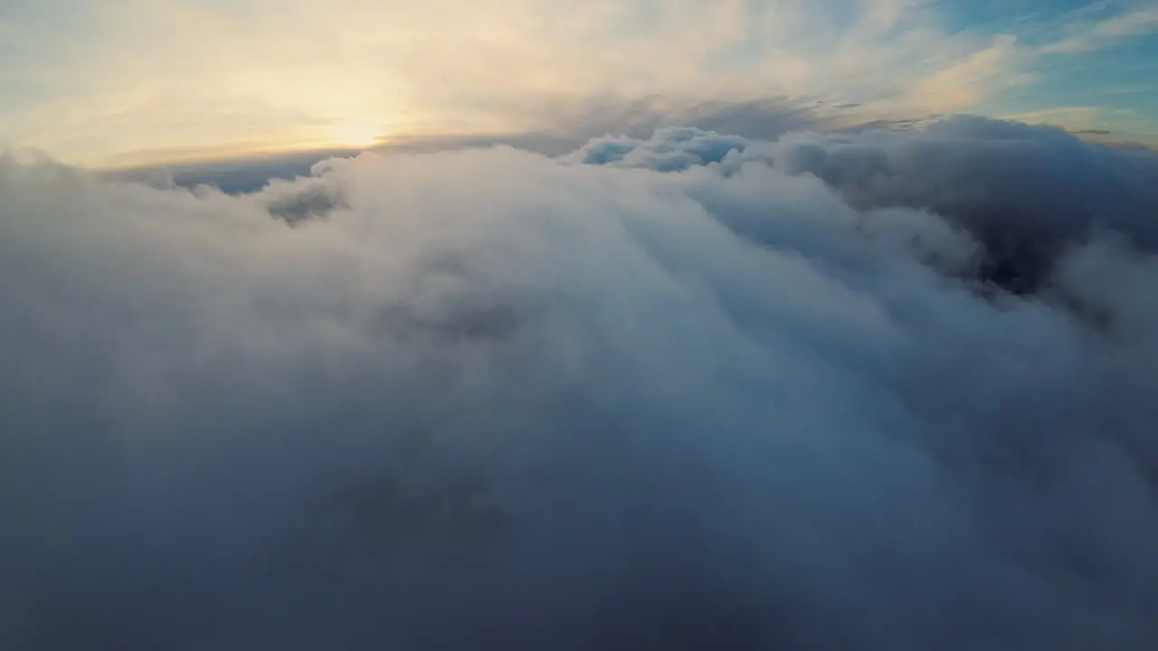 Flying in the clouds towards the sun