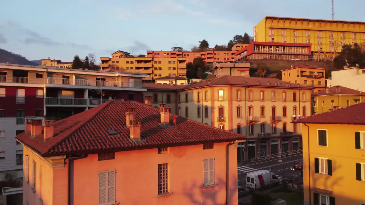 shooting with the drone during a beautiful sunset in 4k