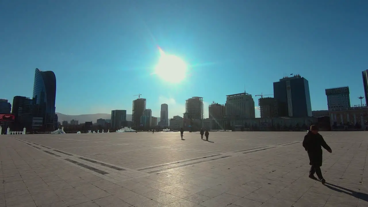 Sun Shines On Sukhbaatar Square In Downtown Ulaanbaatar Mongolia