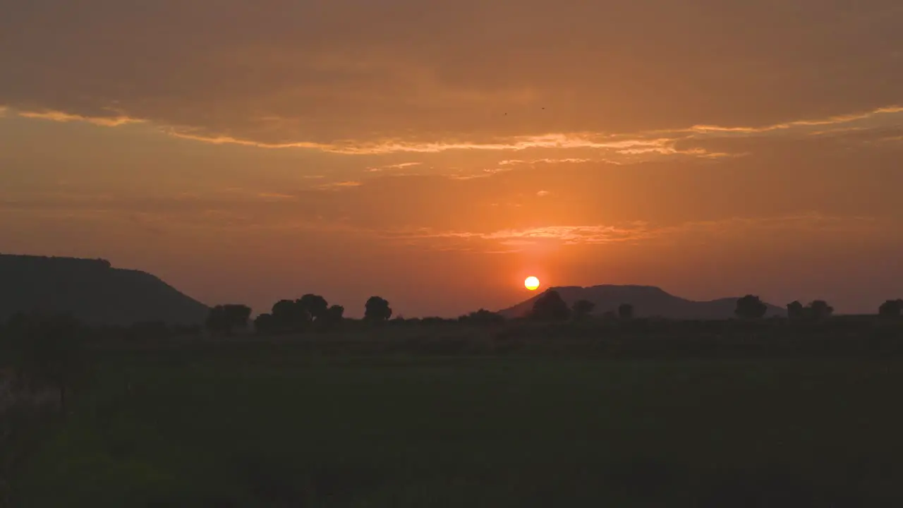 Sun setting behind Hills of Gwalior