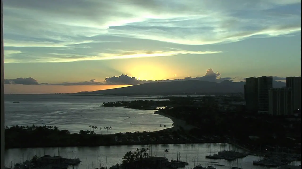 Honolulu evening sunset with clouds